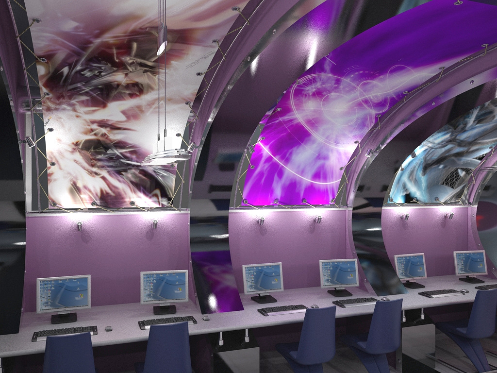 Интернет - клуб.  Работа выполнена в 3DS Max 9.