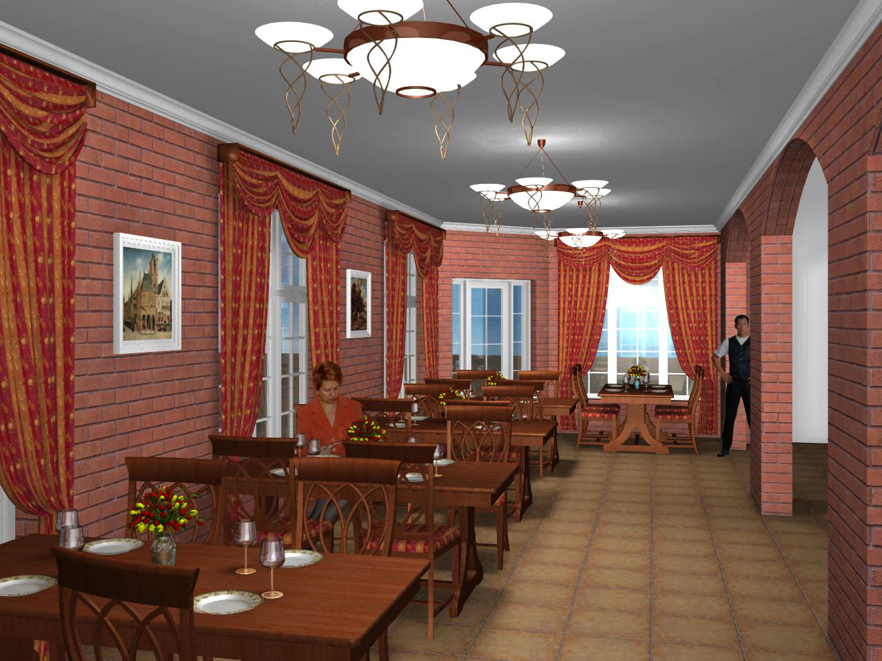 Набросок зала ресторана