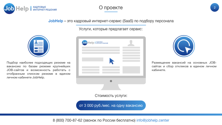 Презентация для кадрового интернет-сервиса "Job Help"