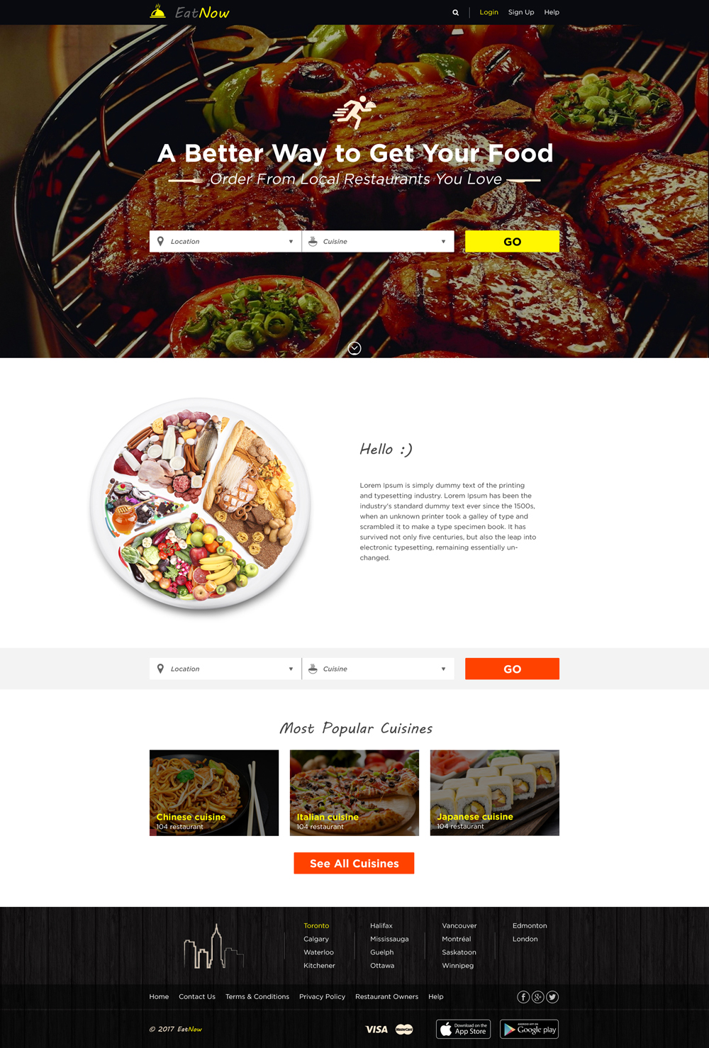 Выбор ресторана и заказ еды онлайн