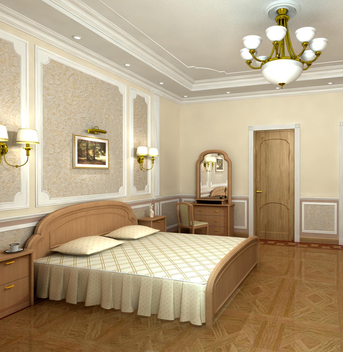 Визуализация интерьера cпальни