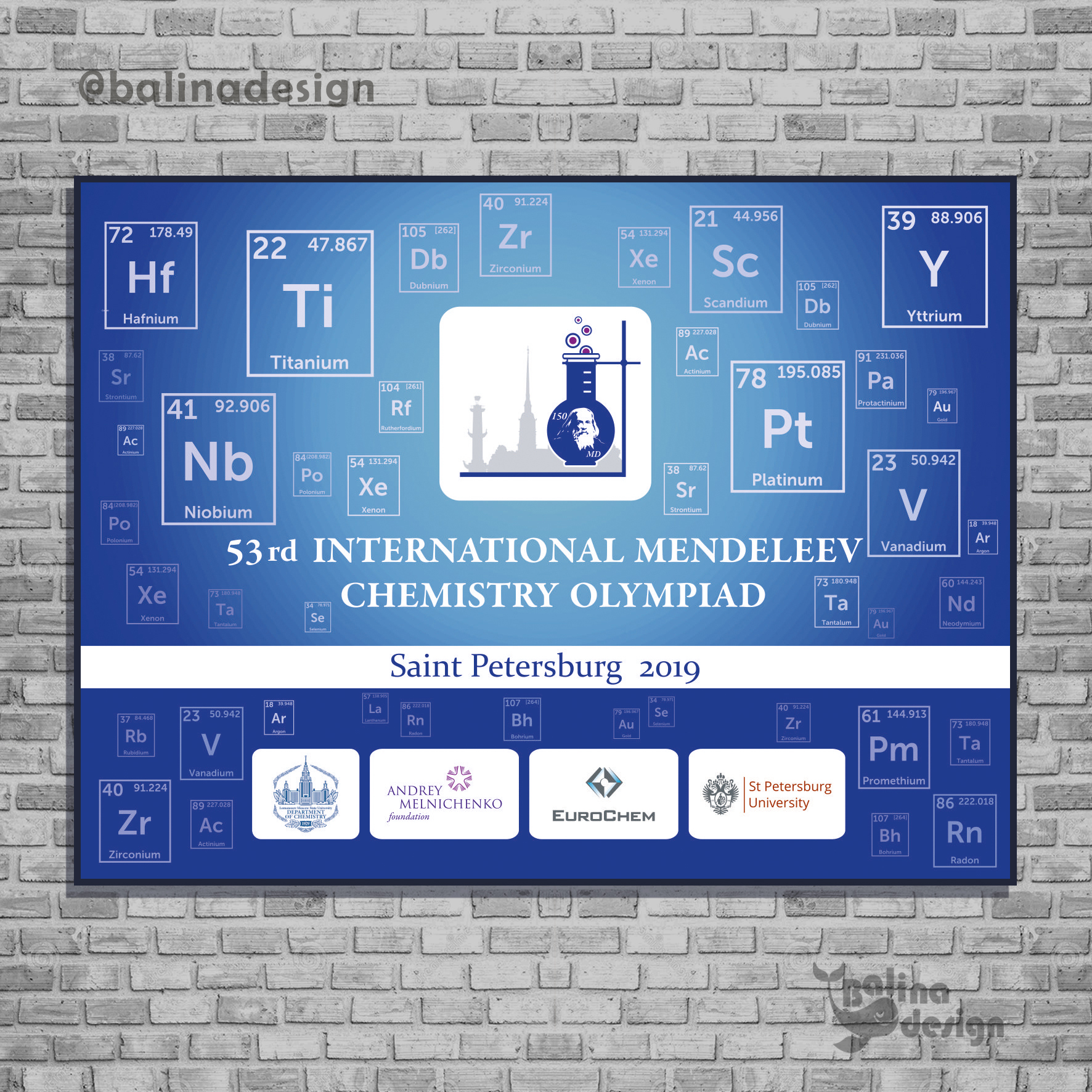 заставка для электронного табло для Международной олимпиады по химии.