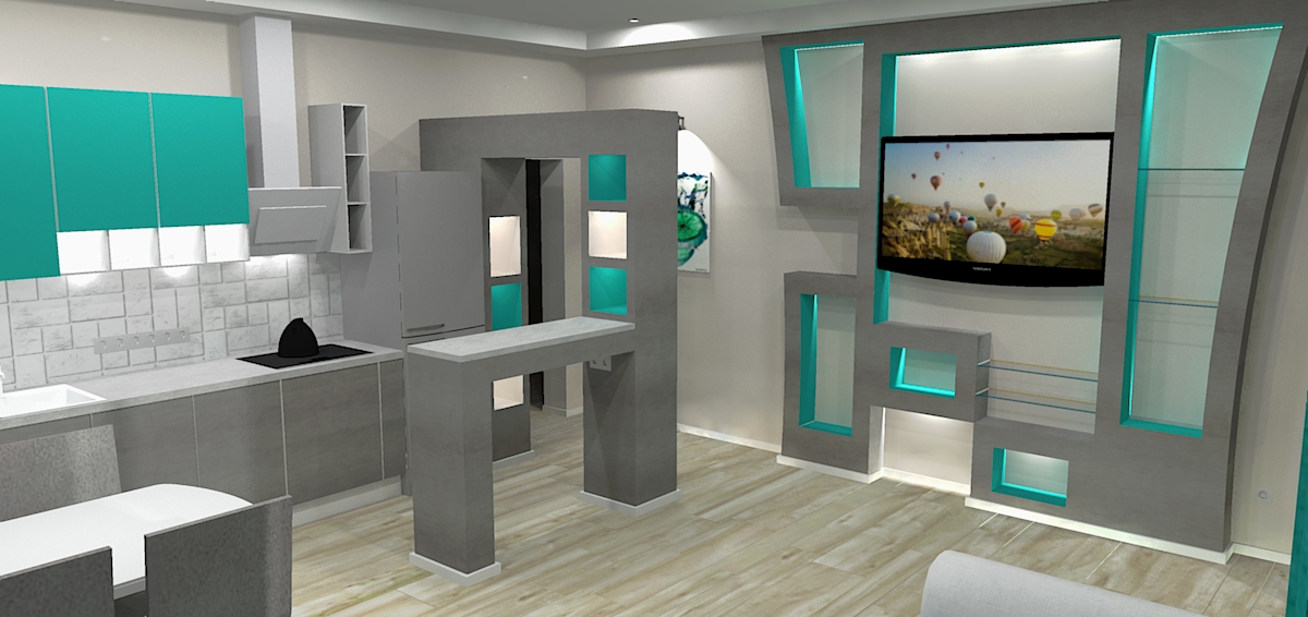 Кухня объединенная с гостиной