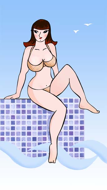 Девушка у басейна