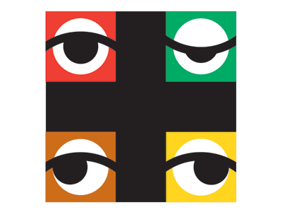 Эмблема и нейм для выставки 4 художников "4 точки зрения"