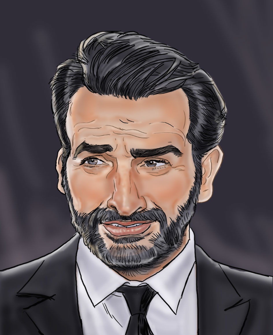 скетч шарж портрет на жана дю жардана 