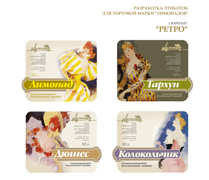 этикетка для серии сладкой воды "лимонадов"