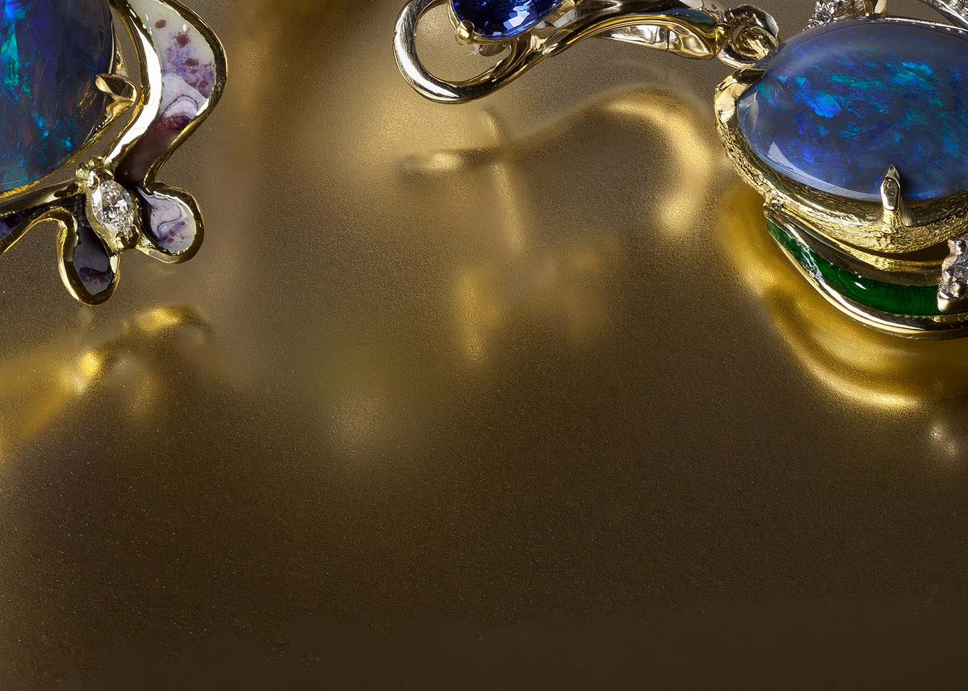 Фото украшений с горячей эмалью, опалами и бриллиантами 