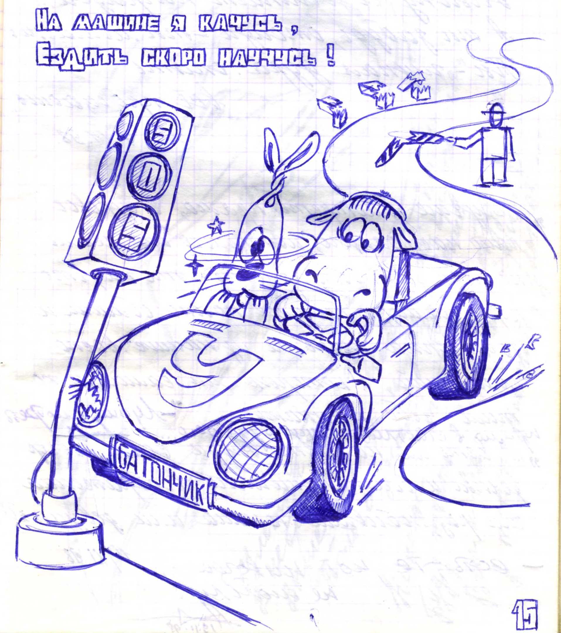 шарж "экзамен в ГАИ"
