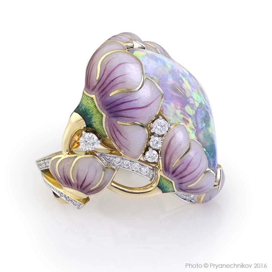 Фото украшений с горячей эмалью, опалами и бриллиантами