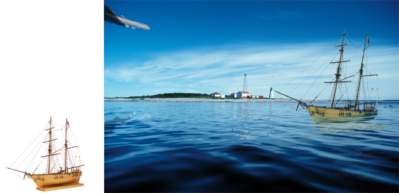 (Монтаж фото) Корабль в море