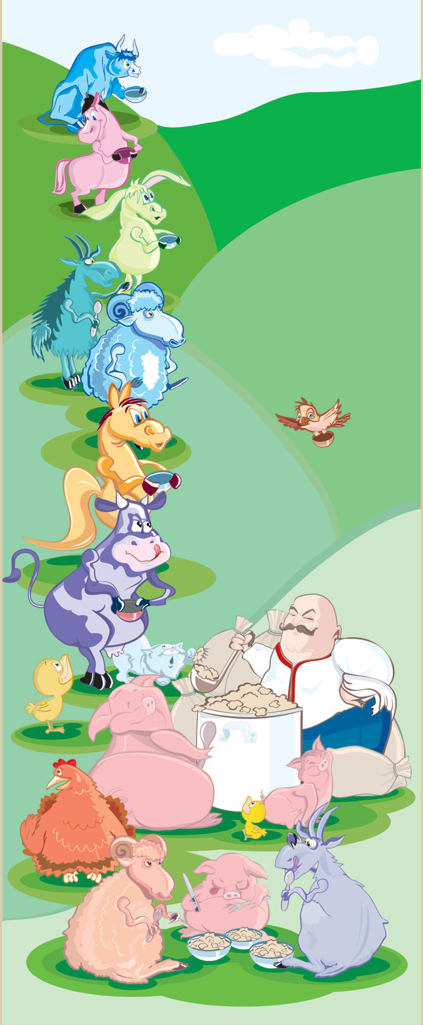 Векторные персонажи для рекламного плаката.