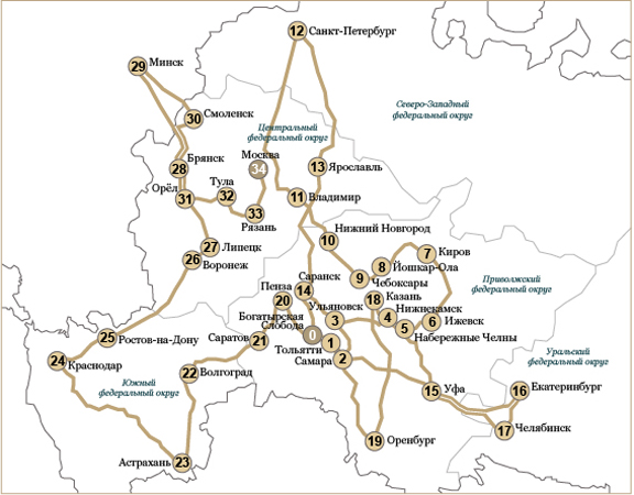 Карта автопробега "Богатырский поход на авто-ладьях"
