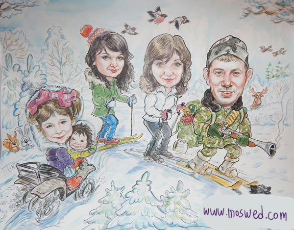 акварельный шарж