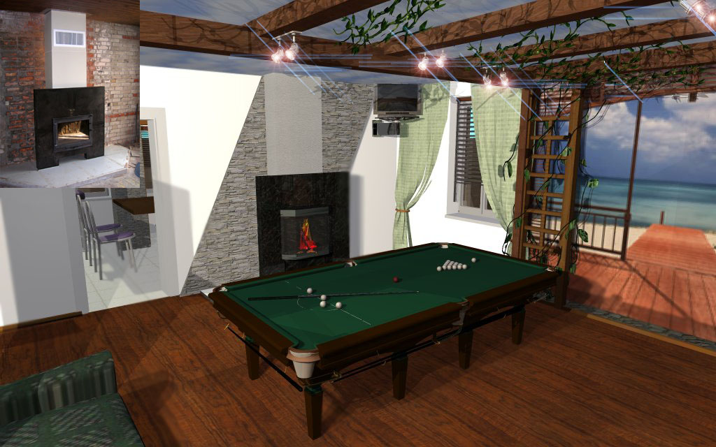 бильярдная с камином в частном доме 200м