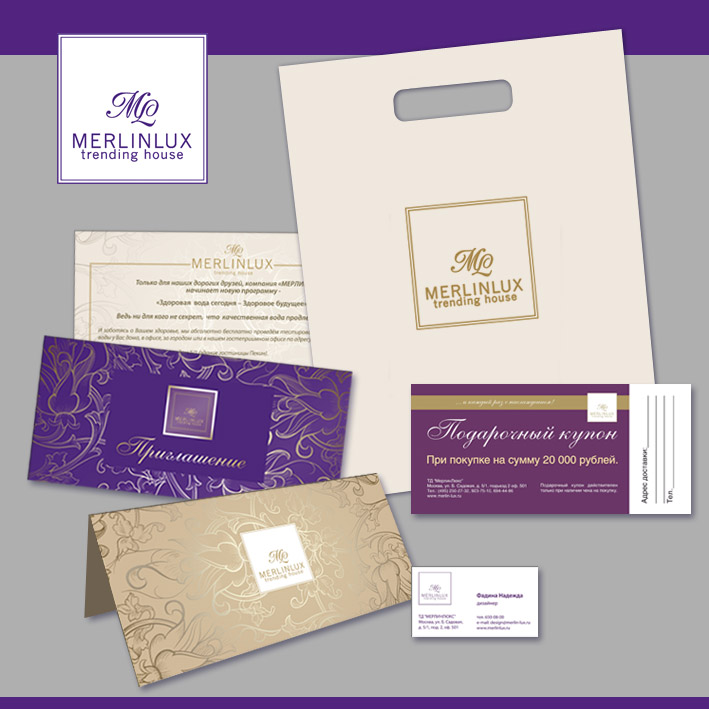 Создание фирменного стиля для ТД "Merlinluх", 2009 г.