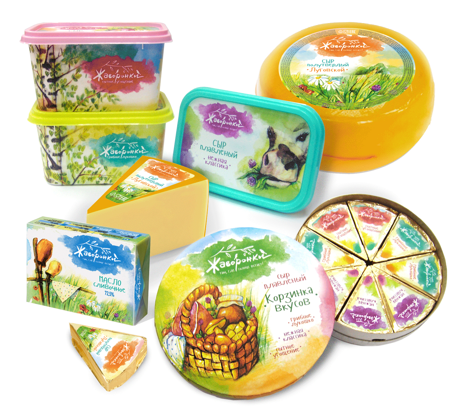Упаковка плавленного сыра "Жаворонки"