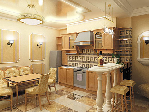 Кухня в классике. Vray, 2007