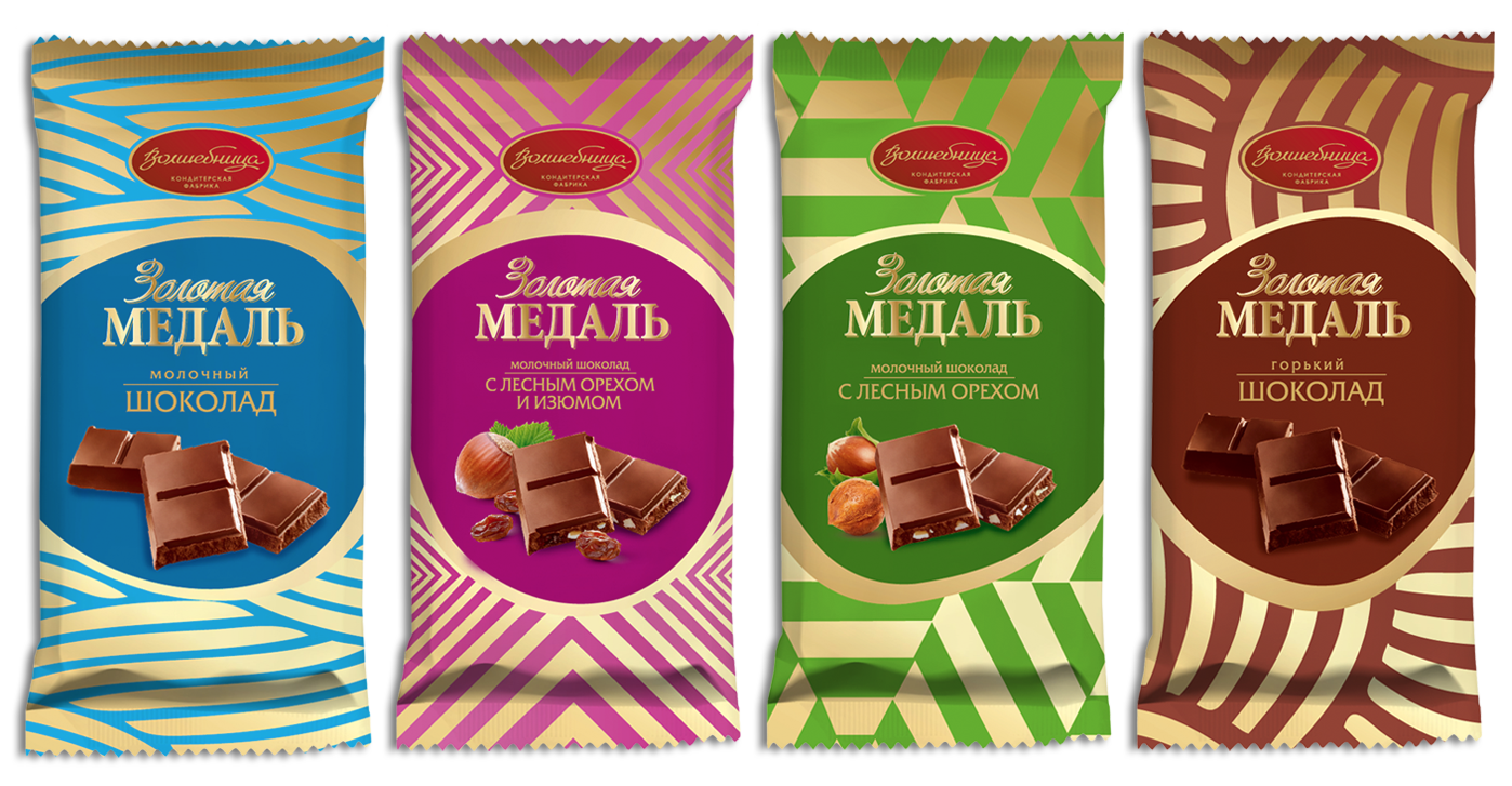 Концепт упаковки шоколада "Золотая медаль"