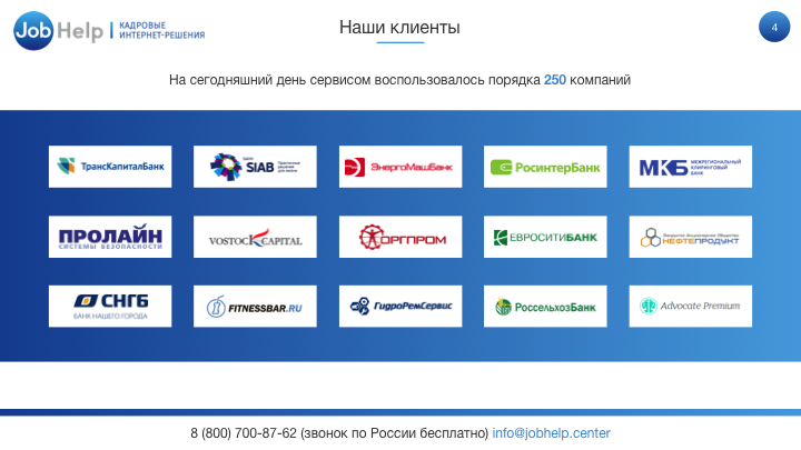 Презентация для кадрового интернет-сервиса "Job Help"