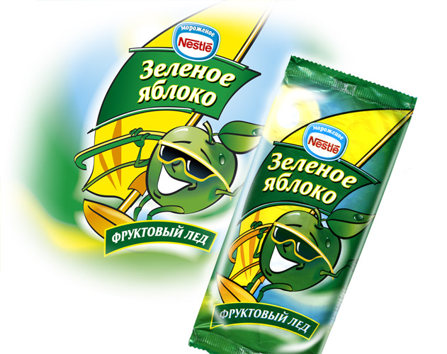 Упаковка мороженого "Зеленое яблоко" , заказчик "NESTLE