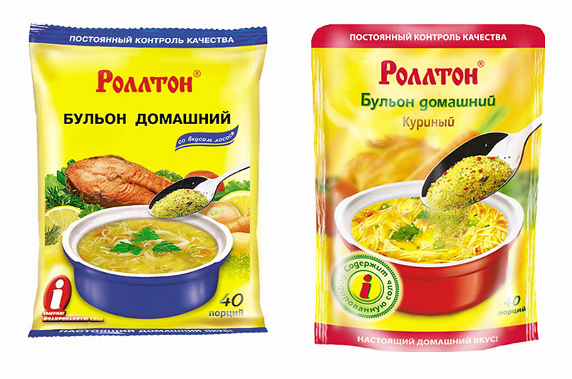 Редизайн упаковки бульона "Роллтон"