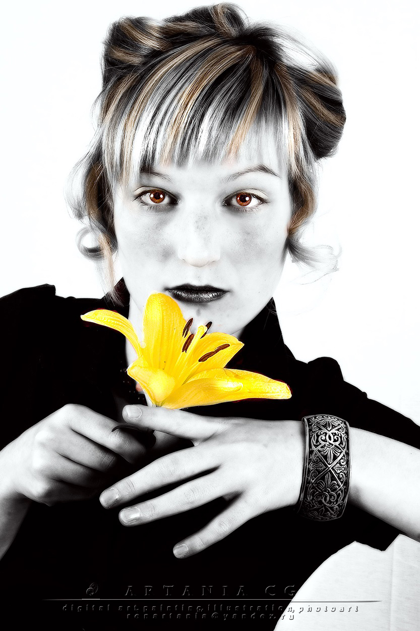 Арт-обработка фото "из цветного в черно-белое" с элементами 