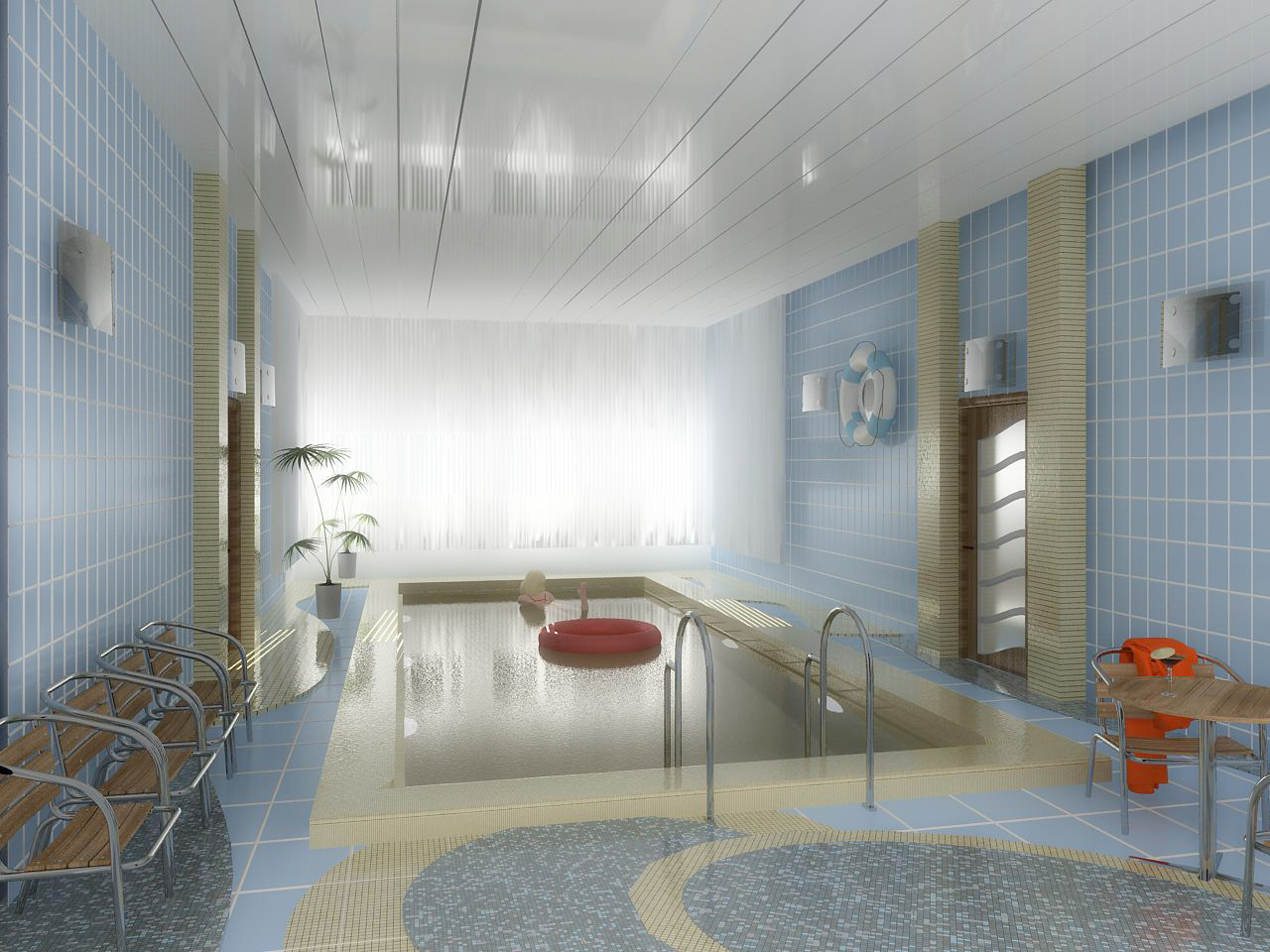 небольшой бассейн в небольшом фитнес центре