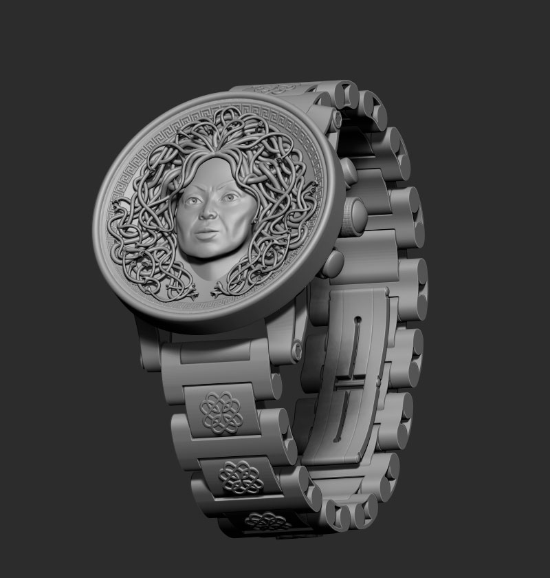 3Д моделирование. Часы-браслет с крышкой "Медуза"