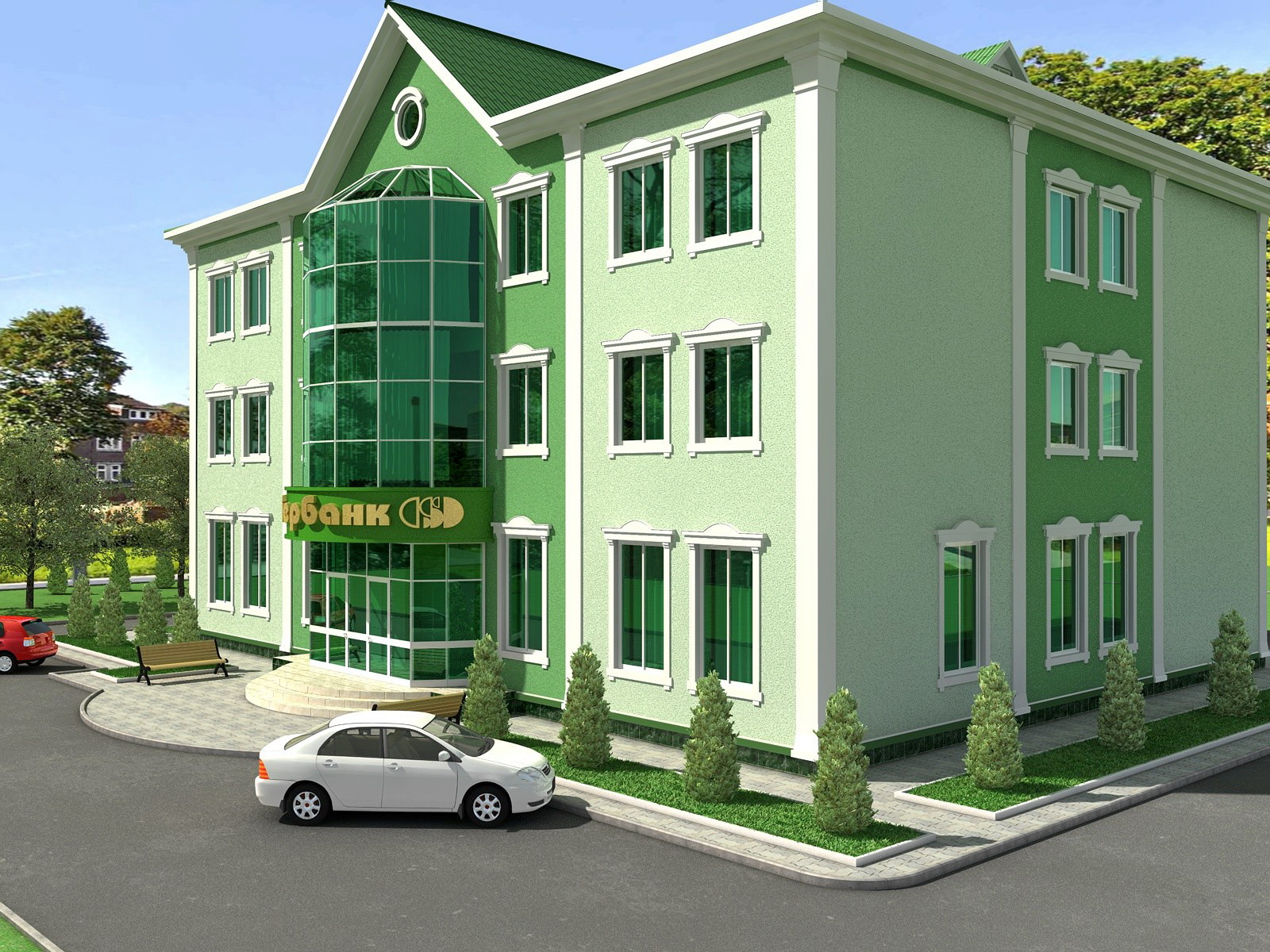 Фасад банка в райцентре.