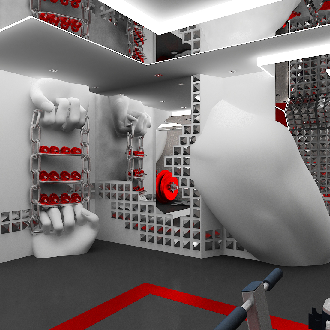 Тренажерный зал в стиле Хай-тек