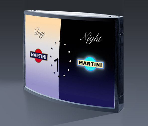 Лайтбокс с зеркально идущими часами