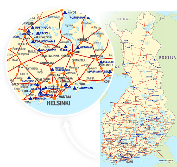 Карта Финляндии