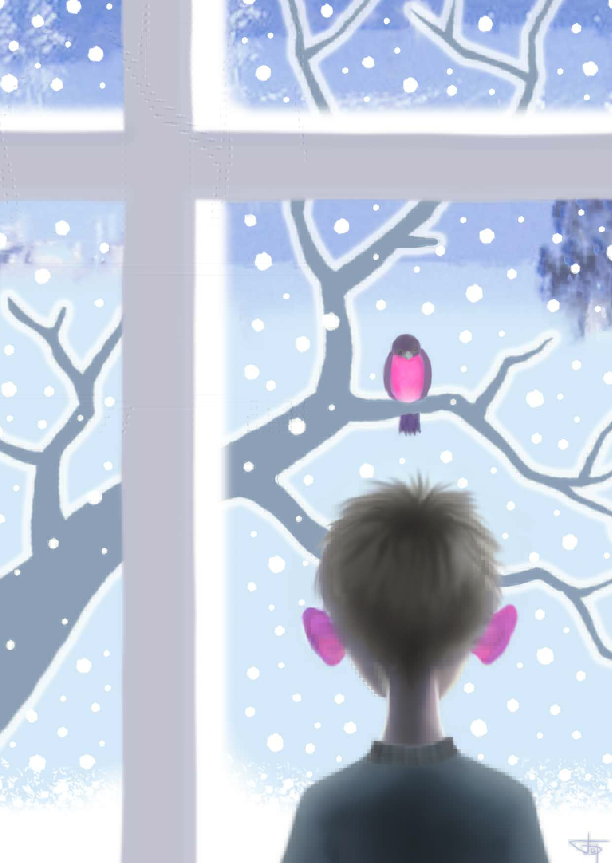 Снегирь с ушами