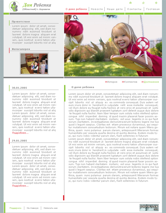 Дизайн сайта Дом ребенка г. Боровичи
