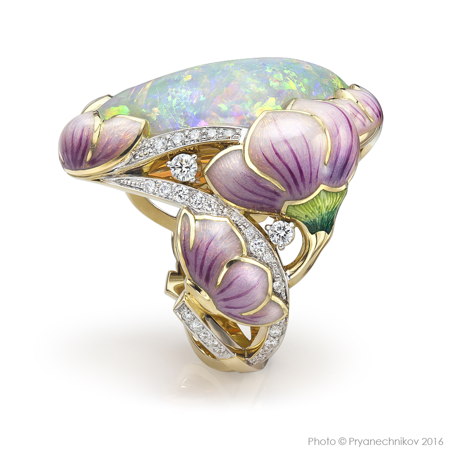 Фото украшений с горячей эмалью, опалами и бриллиантами