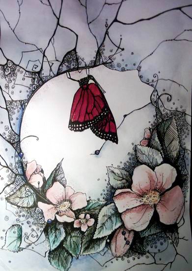 бабочка в шиповнике