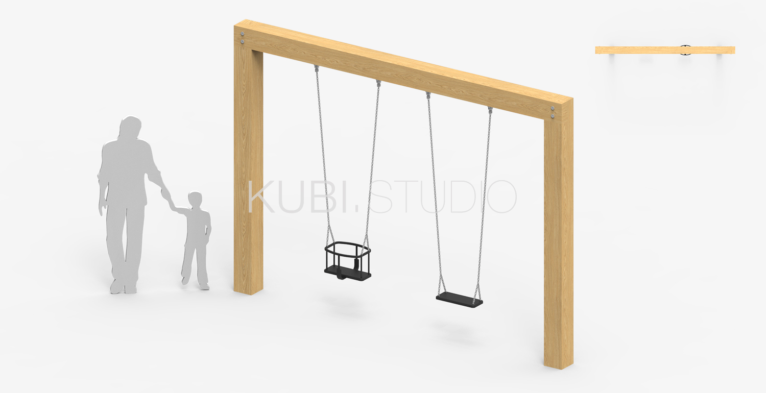 Качель в эко стиле на два подвеса