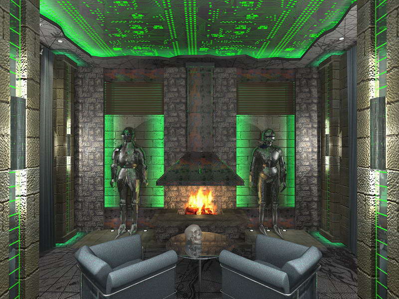 каминный зал в полуподвале