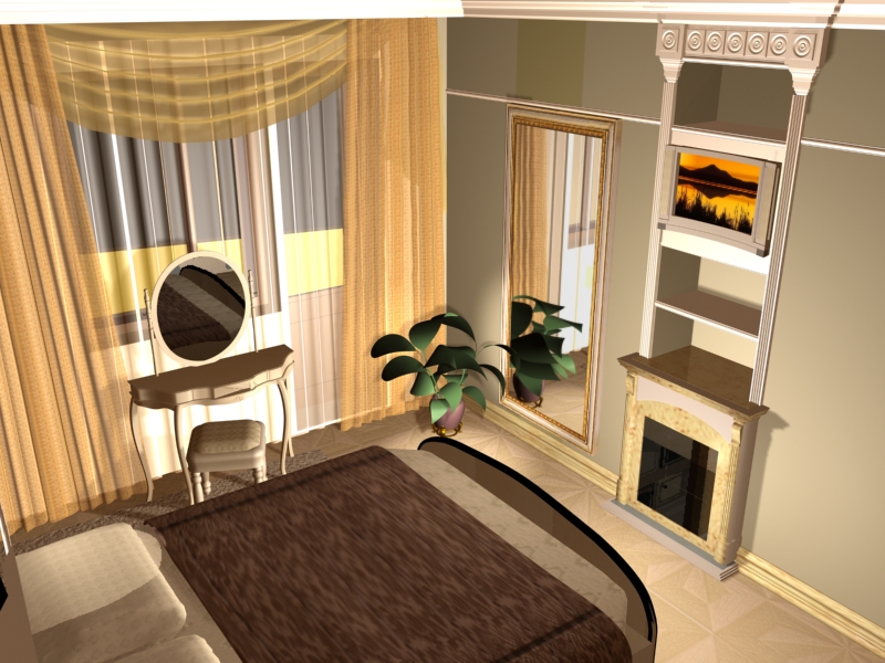 Спальня с камином