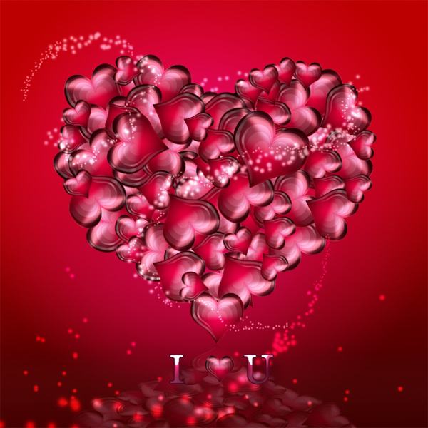 Открытка "I love U" к 14 февраля 1 день