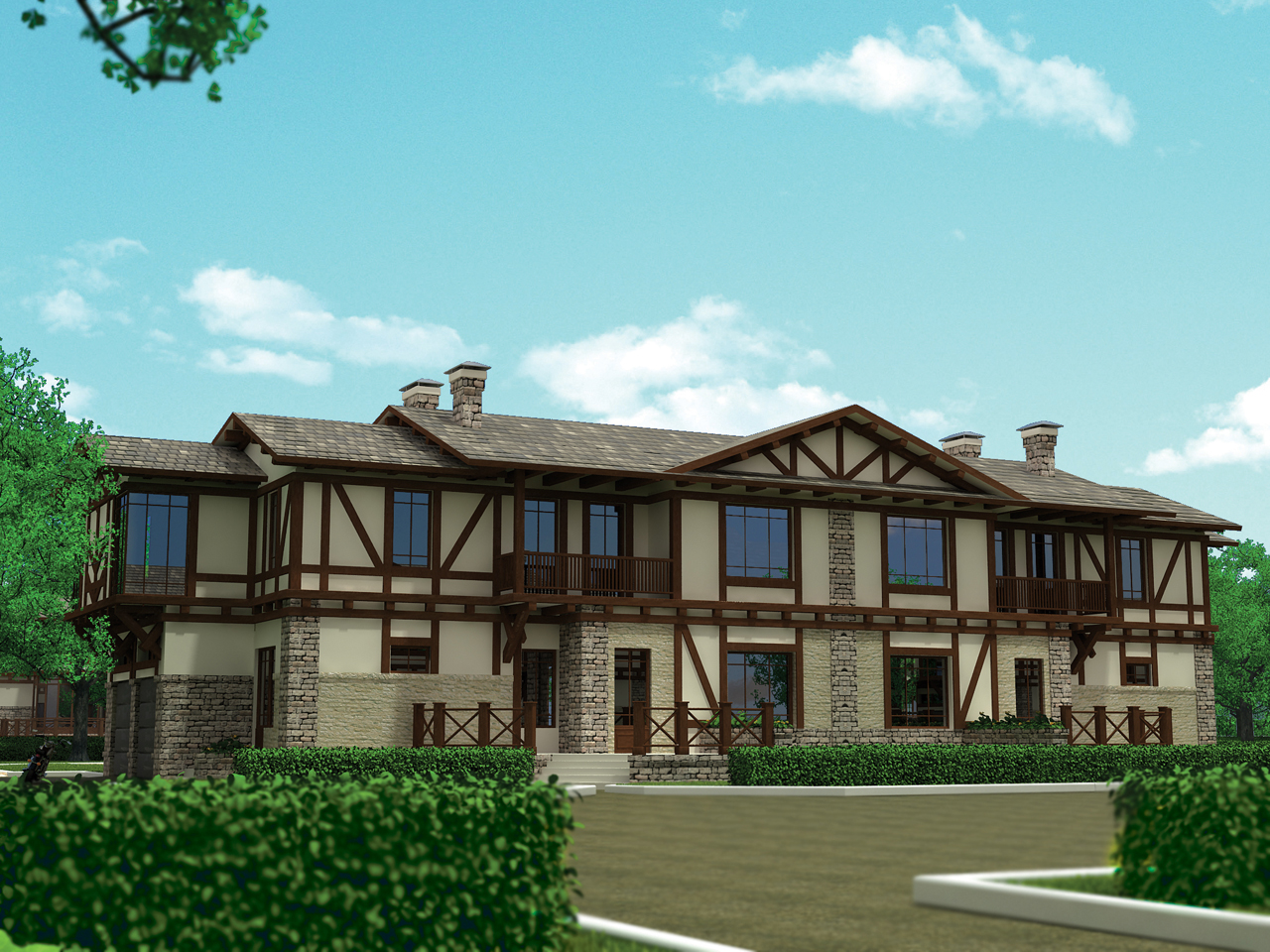 Блокированный дом в стиле "кантри"