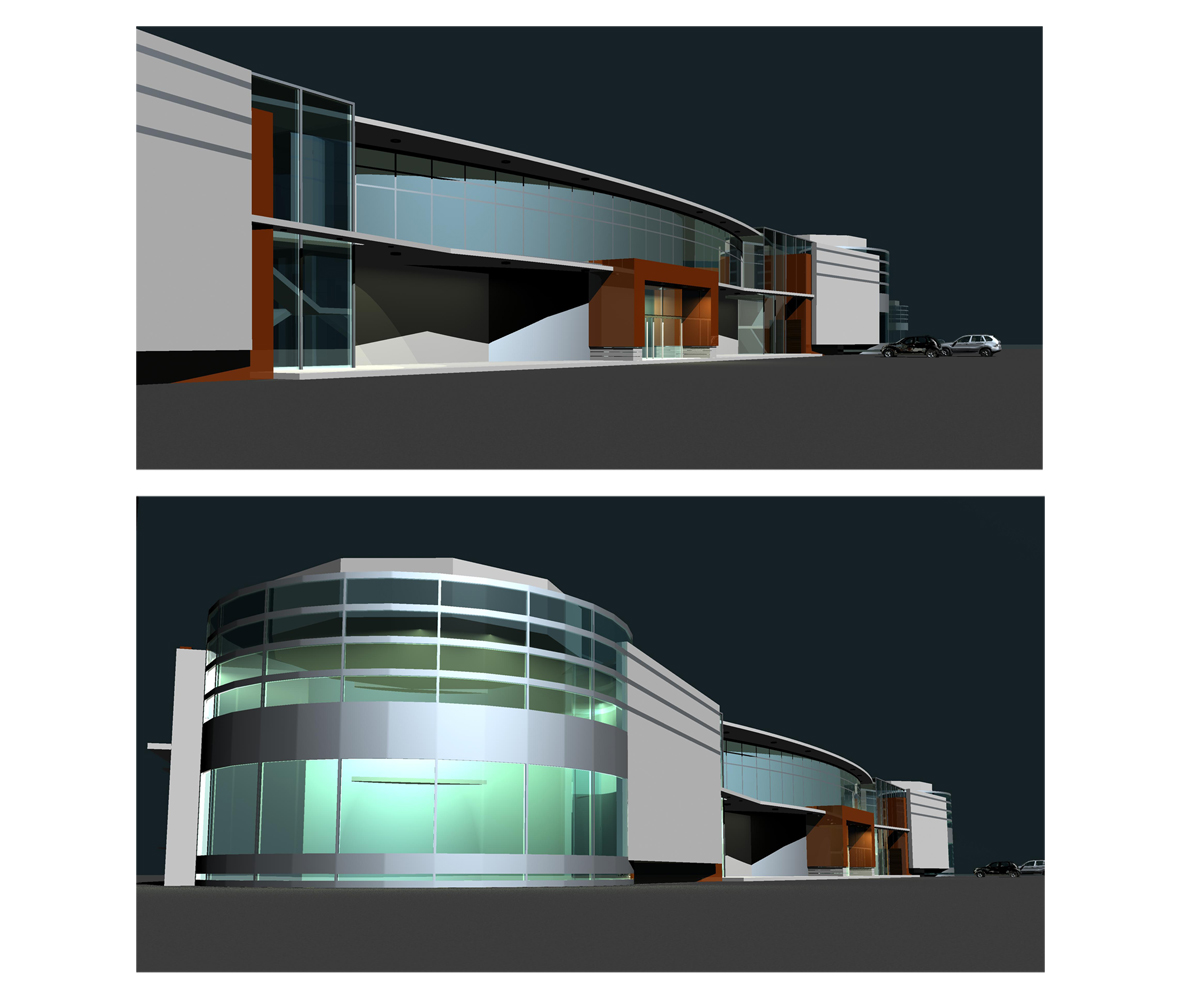 Поисковый эскиз обьема торгового комплекса