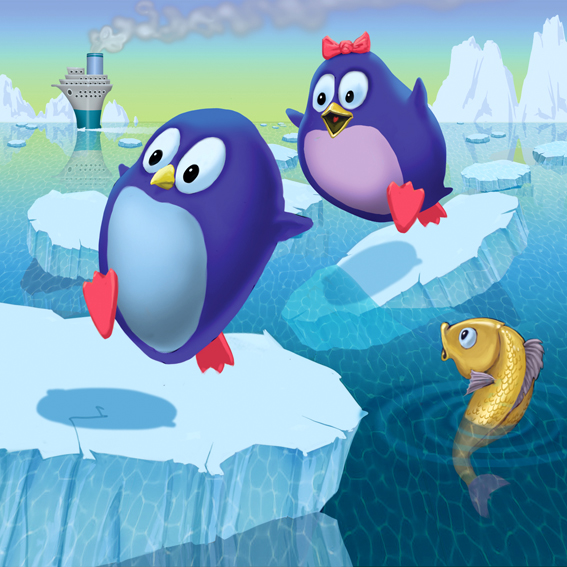 Иллюстрация к обложке для игры "Ледовый марафон"