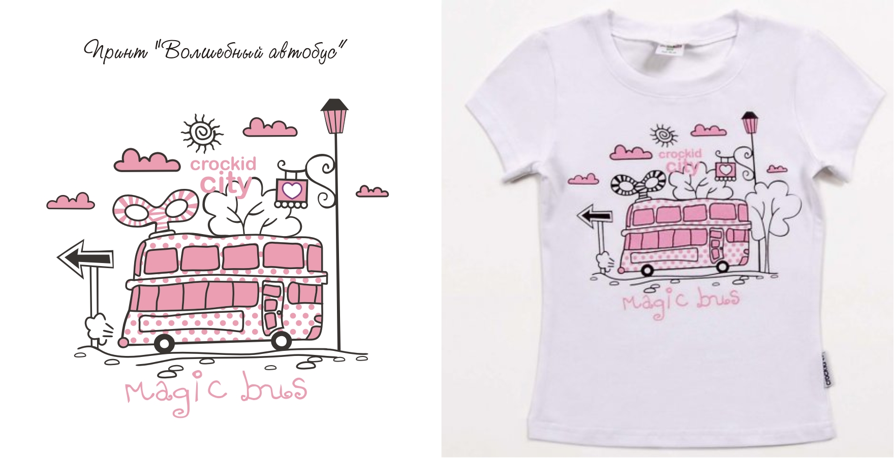 дизайн "Заводной автобус" для детской футболки