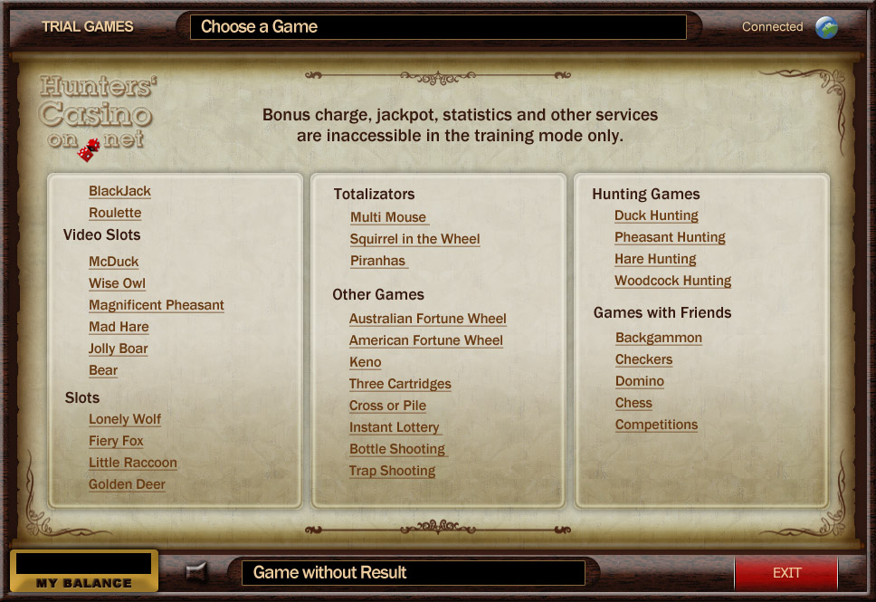 Дизайн интерфейса и поля "On-line казино"