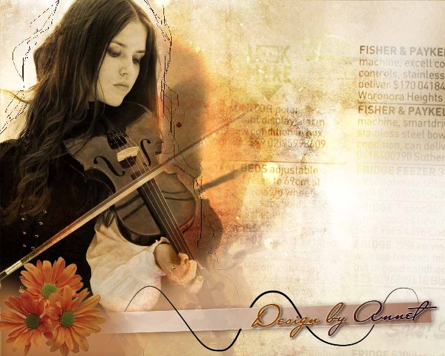 Коллаж "Девушка и скрипка"