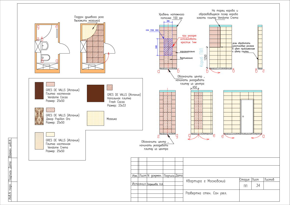 квартира 130 м2 ( жк Юго- западный г. Московский ) рабочий проект