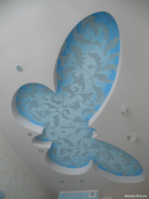 Роспись потолка на кухне "Бабочка"