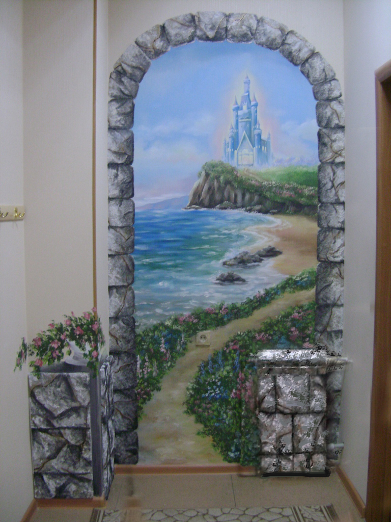 Роспись  стены в детском клубе